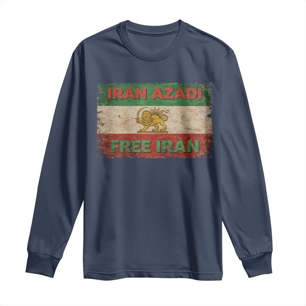 Iran Azadi Lion Sun Sword Flag Free Iran Revolution Long Sleeve Shirt