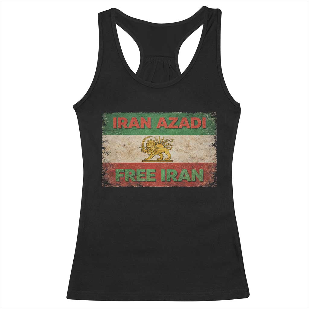 Iran Azadi Lion Sun Sword Flag Free Iran Revolution Racerback Tank Top
