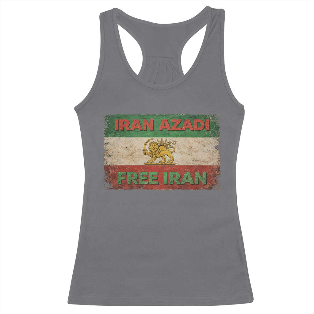 Iran Azadi Lion Sun Sword Flag Free Iran Revolution Racerback Tank Top