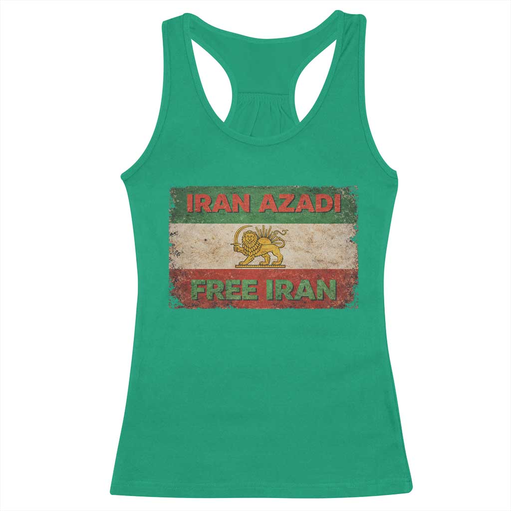 Iran Azadi Lion Sun Sword Flag Free Iran Revolution Racerback Tank Top