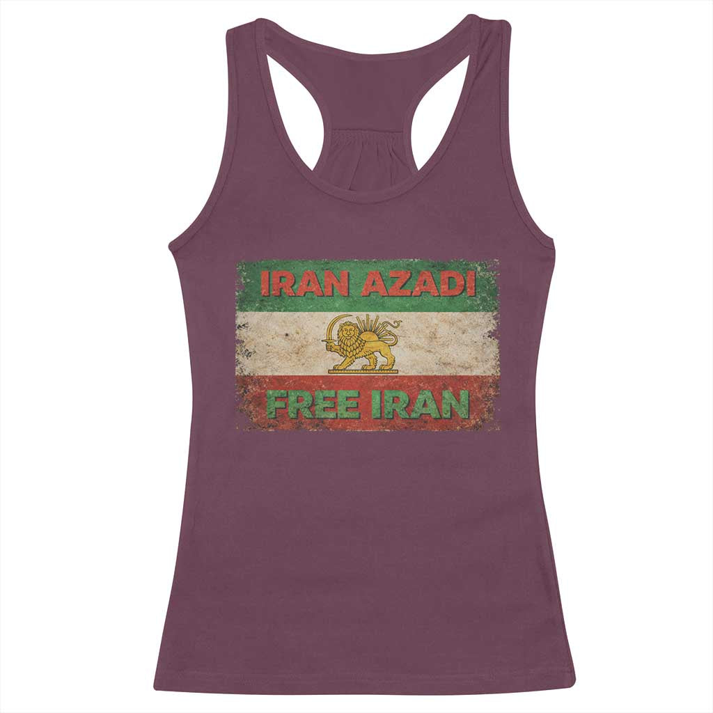 Iran Azadi Lion Sun Sword Flag Free Iran Revolution Racerback Tank Top