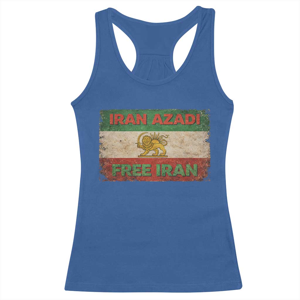 Iran Azadi Lion Sun Sword Flag Free Iran Revolution Racerback Tank Top