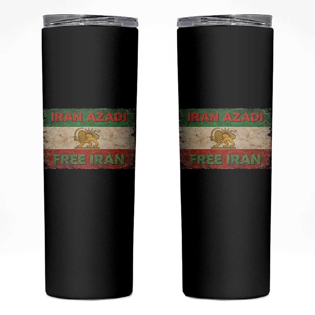 Iran Azadi Lion Sun Sword Flag Free Iran Revolution Skinny Tumbler