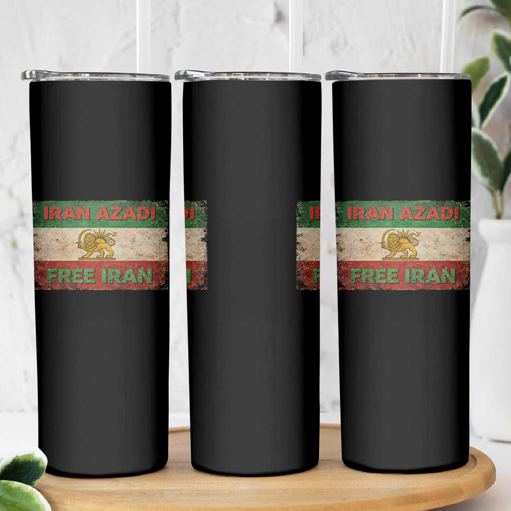 Iran Azadi Lion Sun Sword Flag Free Iran Revolution Skinny Tumbler