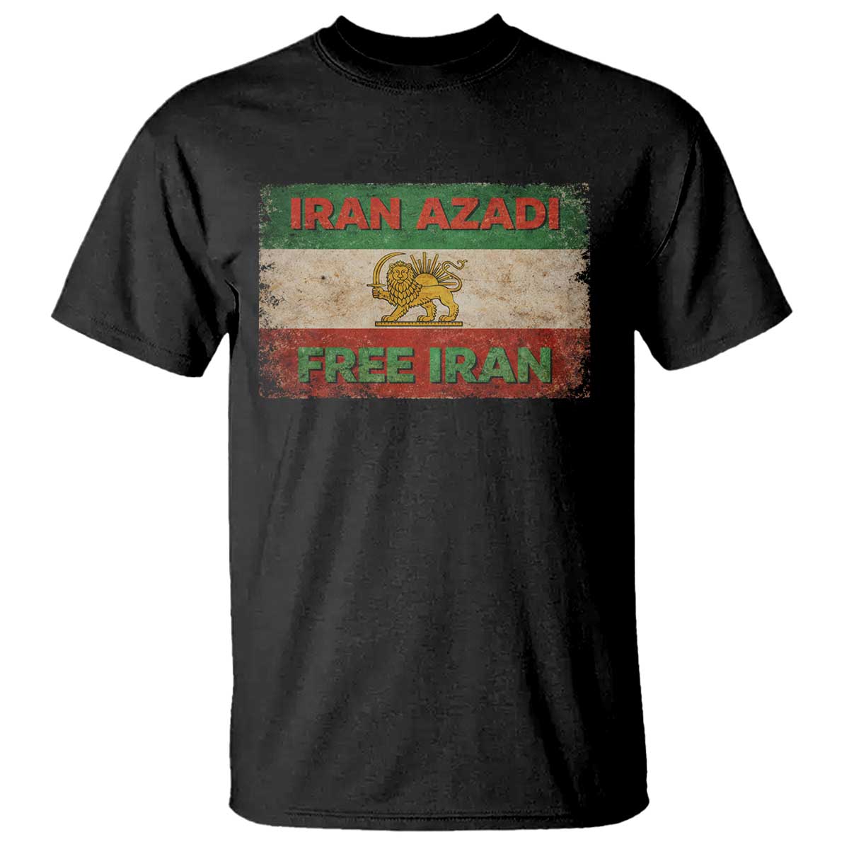 Iran Azadi Lion Sun Sword Flag Free Iran Revolution T Shirt