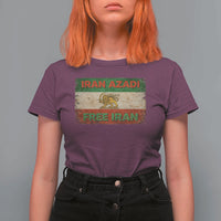 Iran Azadi Lion Sun Sword Flag Free Iran Revolution T Shirt For Women