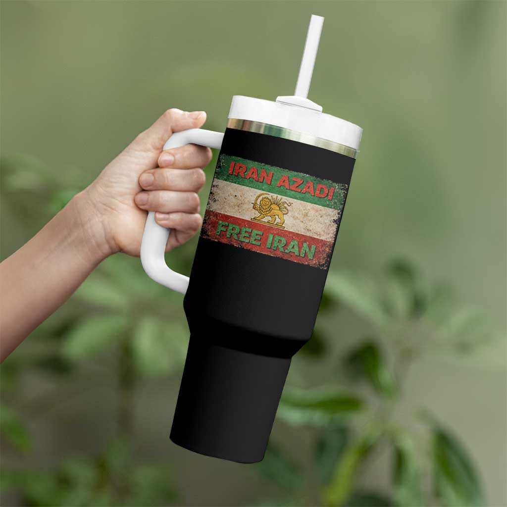 Iran Azadi Lion Sun Sword Flag Free Iran Revolution Tumbler With Handle