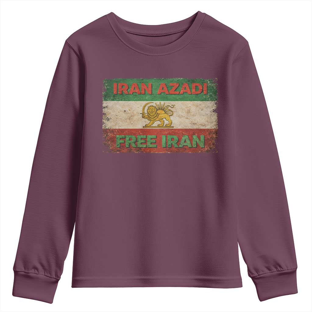 Iran Azadi Lion Sun Sword Flag Free Iran Revolution Youth Sweatshirt