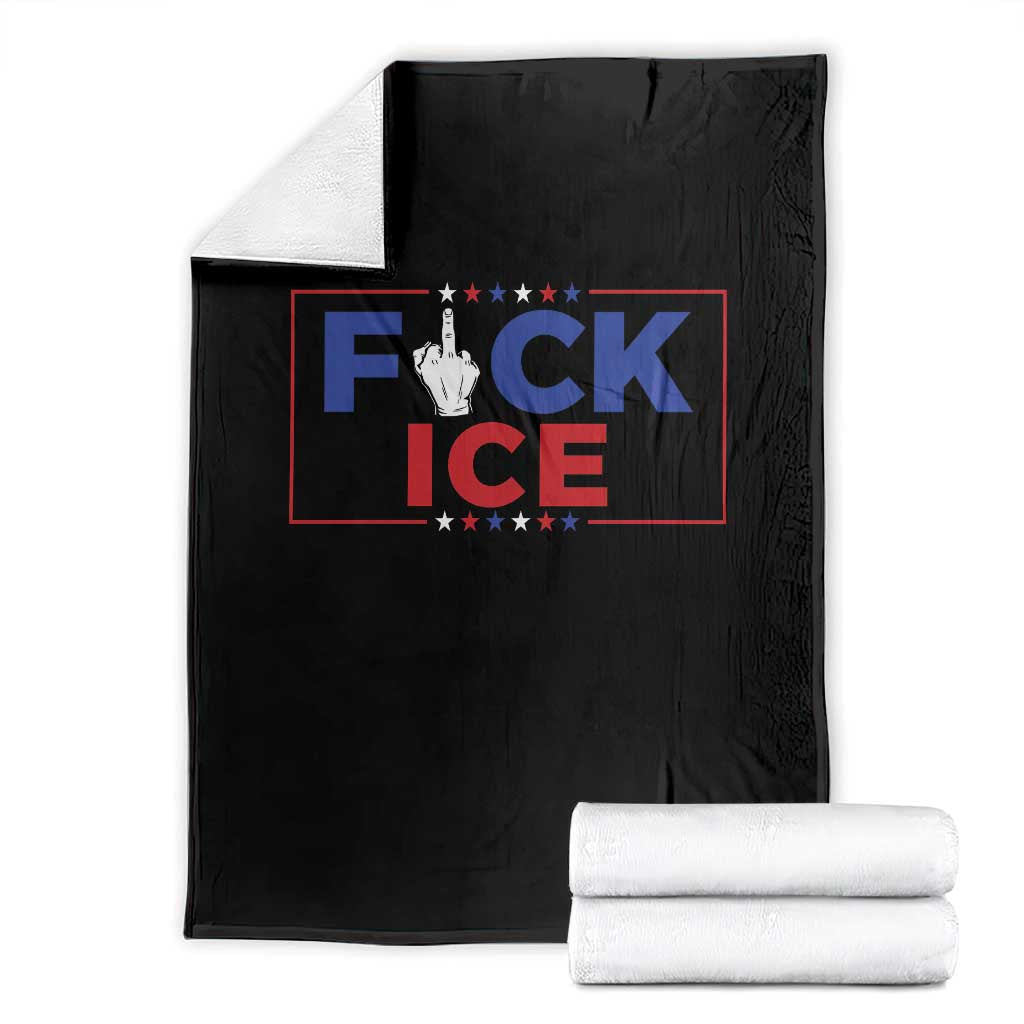 Funny Fck Ice Throw Blanket Immigration Activist Anti Deportation Middle Finger Graphic