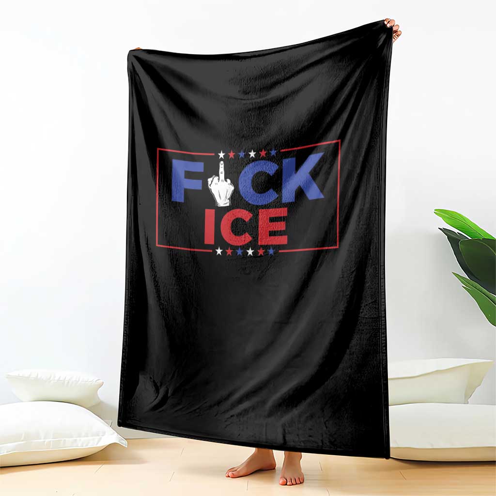Funny Fck Ice Throw Blanket Immigration Activist Anti Deportation Middle Finger Graphic