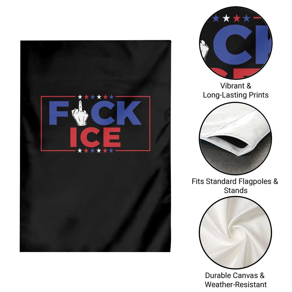 Funny Fck Ice Garden Flag Immigration Activist Anti Deportation Middle Finger Graphic