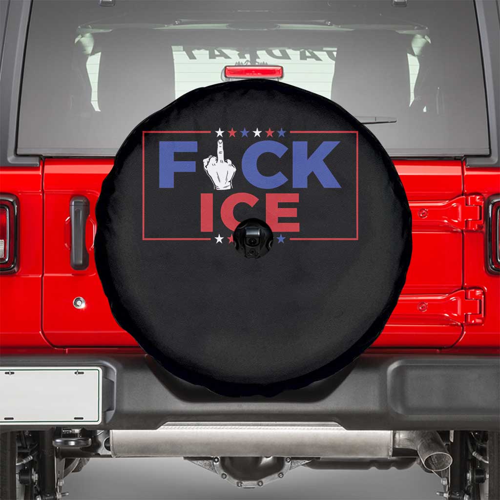 Funny Fck Ice Spare Tire Cover Immigration Activist Anti Deportation Middle Finger Graphic
