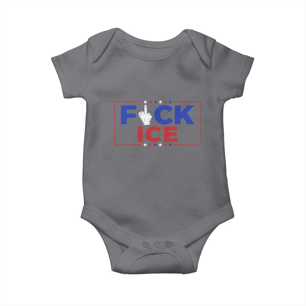 Funny Fck Ice Baby Onesie Immigration Activist Anti Deportation Middle Finger Graphic