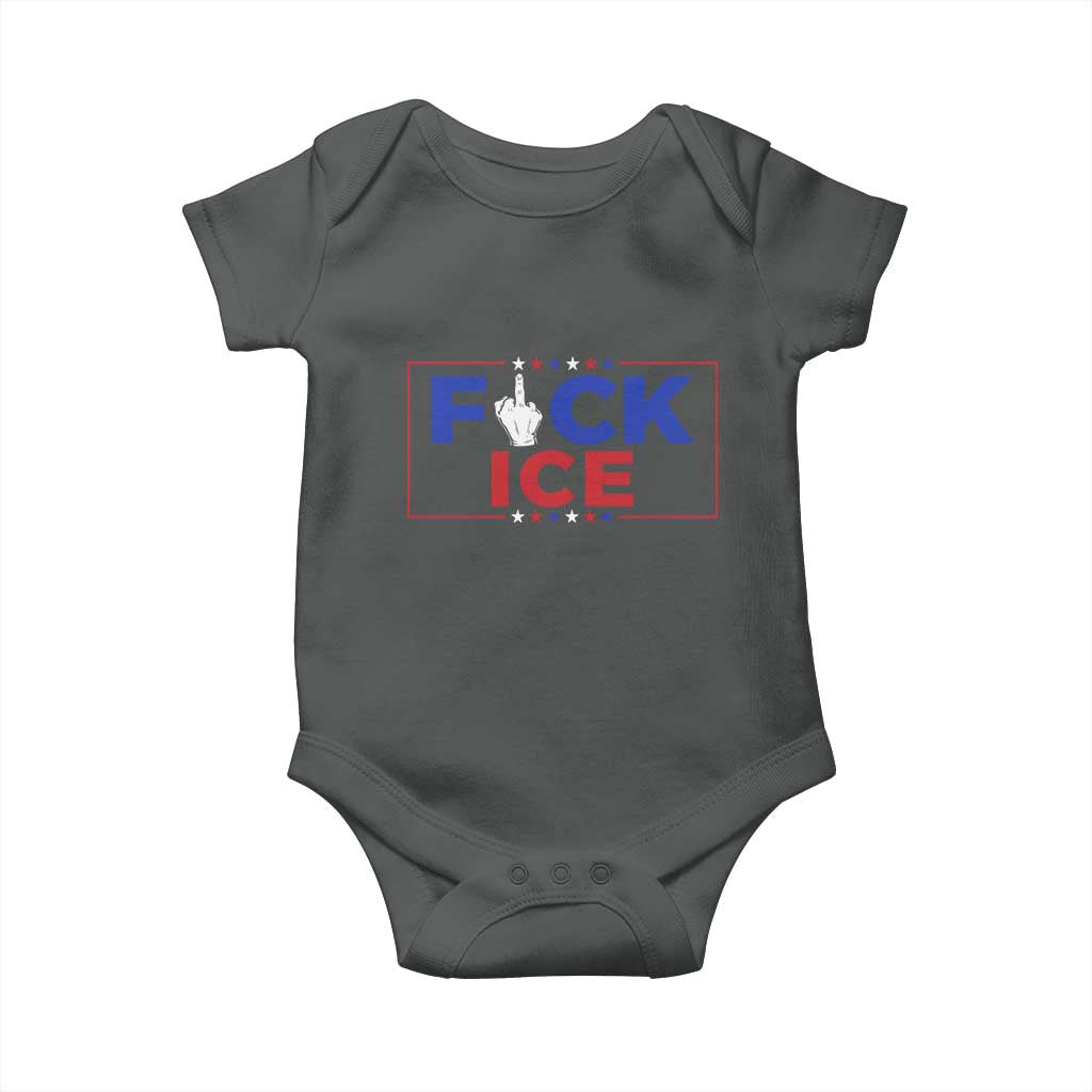 Funny Fck Ice Baby Onesie Immigration Activist Anti Deportation Middle Finger Graphic