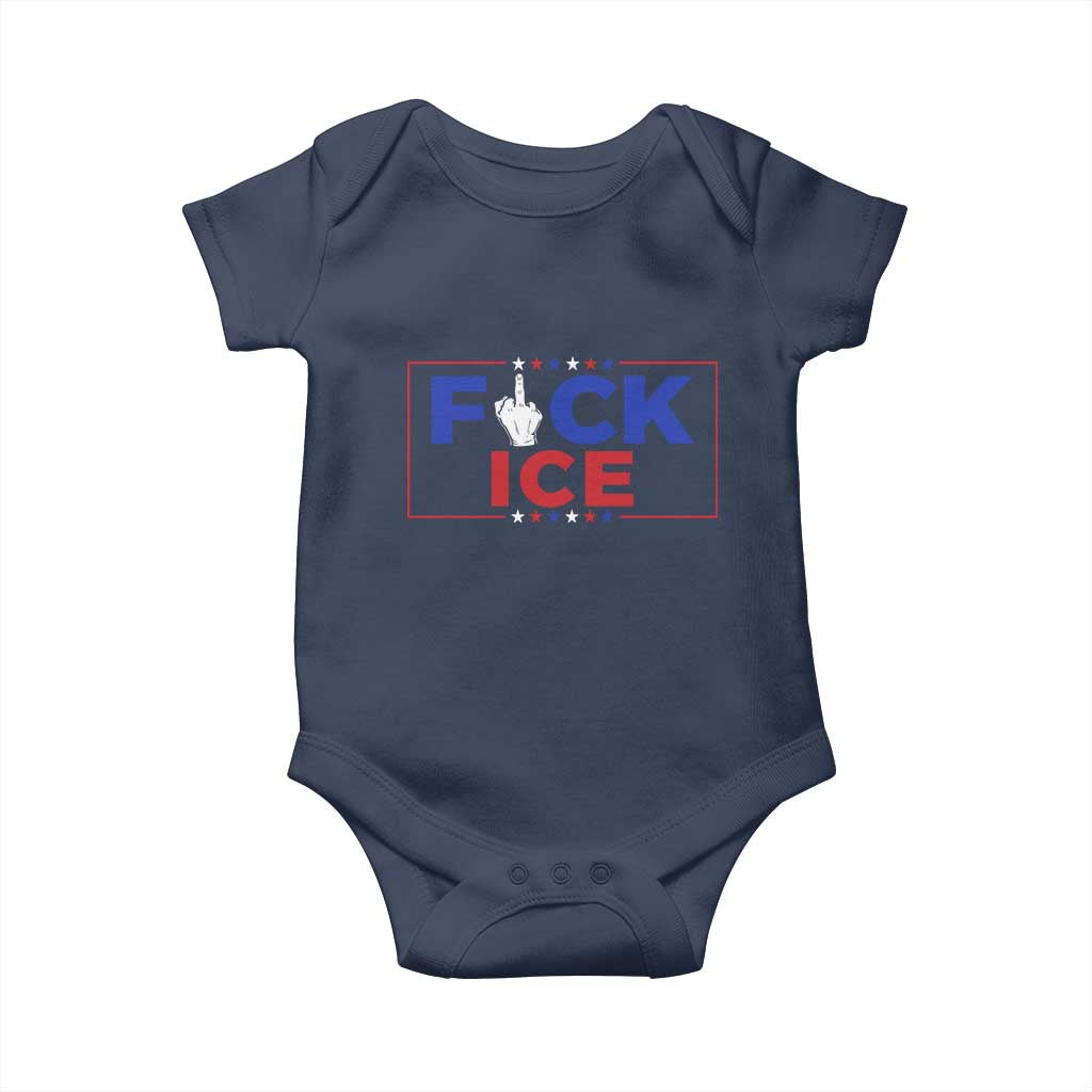 Funny Fck Ice Baby Onesie Immigration Activist Anti Deportation Middle Finger Graphic