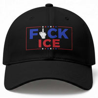 Funny Fck Ice Baseball Cap Immigration Activist Anti Deportation Middle Finger Graphic