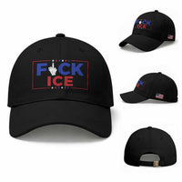 Funny Fck Ice Baseball Cap Immigration Activist Anti Deportation Middle Finger Graphic