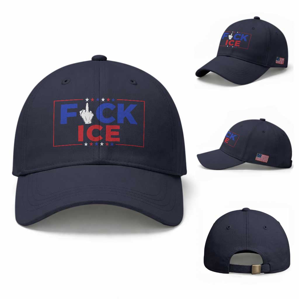 Funny Fck Ice Baseball Cap Immigration Activist Anti Deportation Middle Finger Graphic