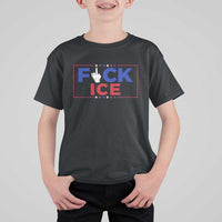 Funny Fck Ice T Shirt For Kid Immigration Activist Anti Deportation Middle Finger Graphic