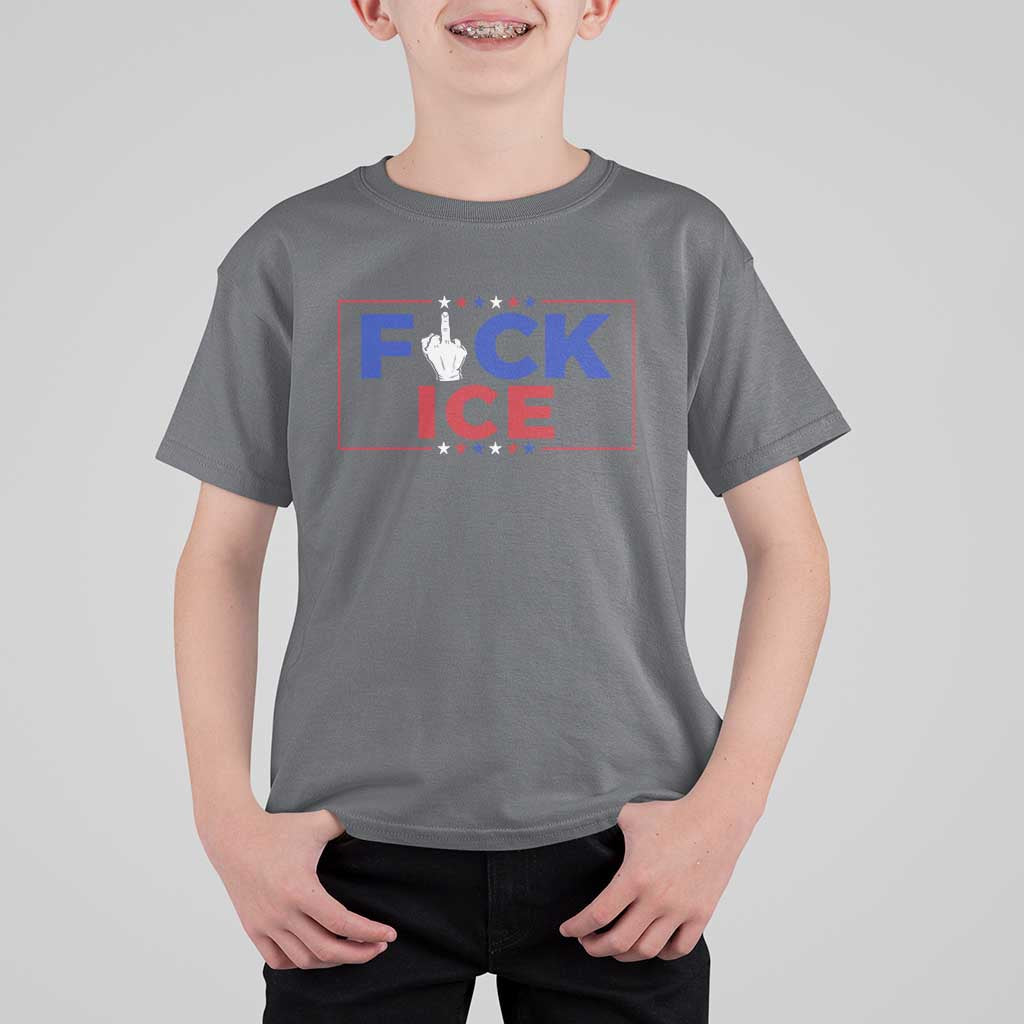 Funny Fck Ice T Shirt For Kid Immigration Activist Anti Deportation Middle Finger Graphic