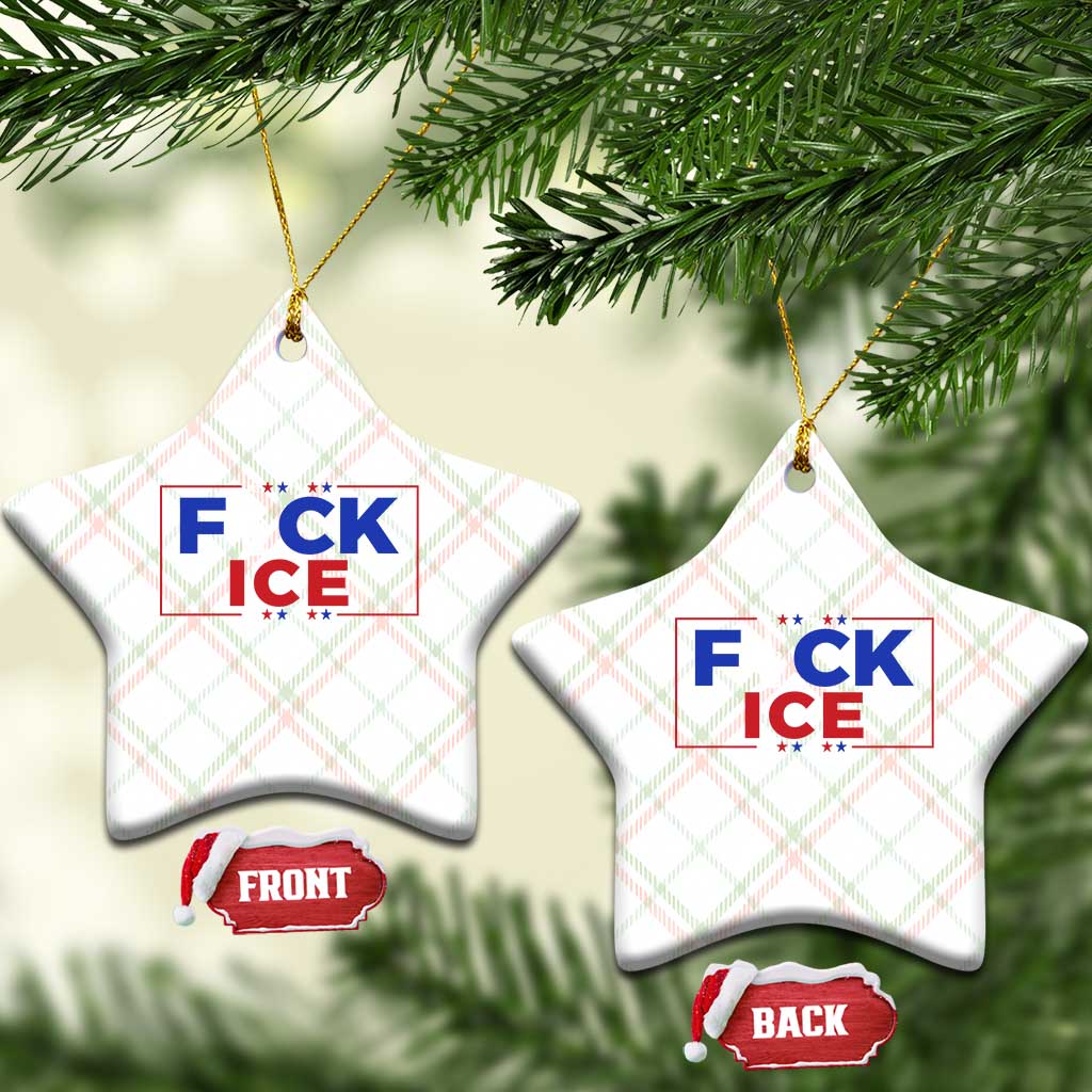Funny Fck Ice Ceramic Ornament Immigration Activist Anti Deportation Middle Finger Graphic