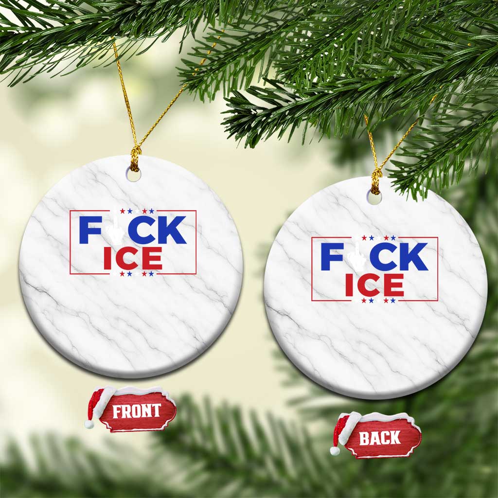 Funny Fck Ice Ceramic Ornament Immigration Activist Anti Deportation Middle Finger Graphic