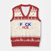 Funny Fck Ice V-Neck Knit Sweater Vest Immigration Activist Anti Deportation Middle Finger Graphic