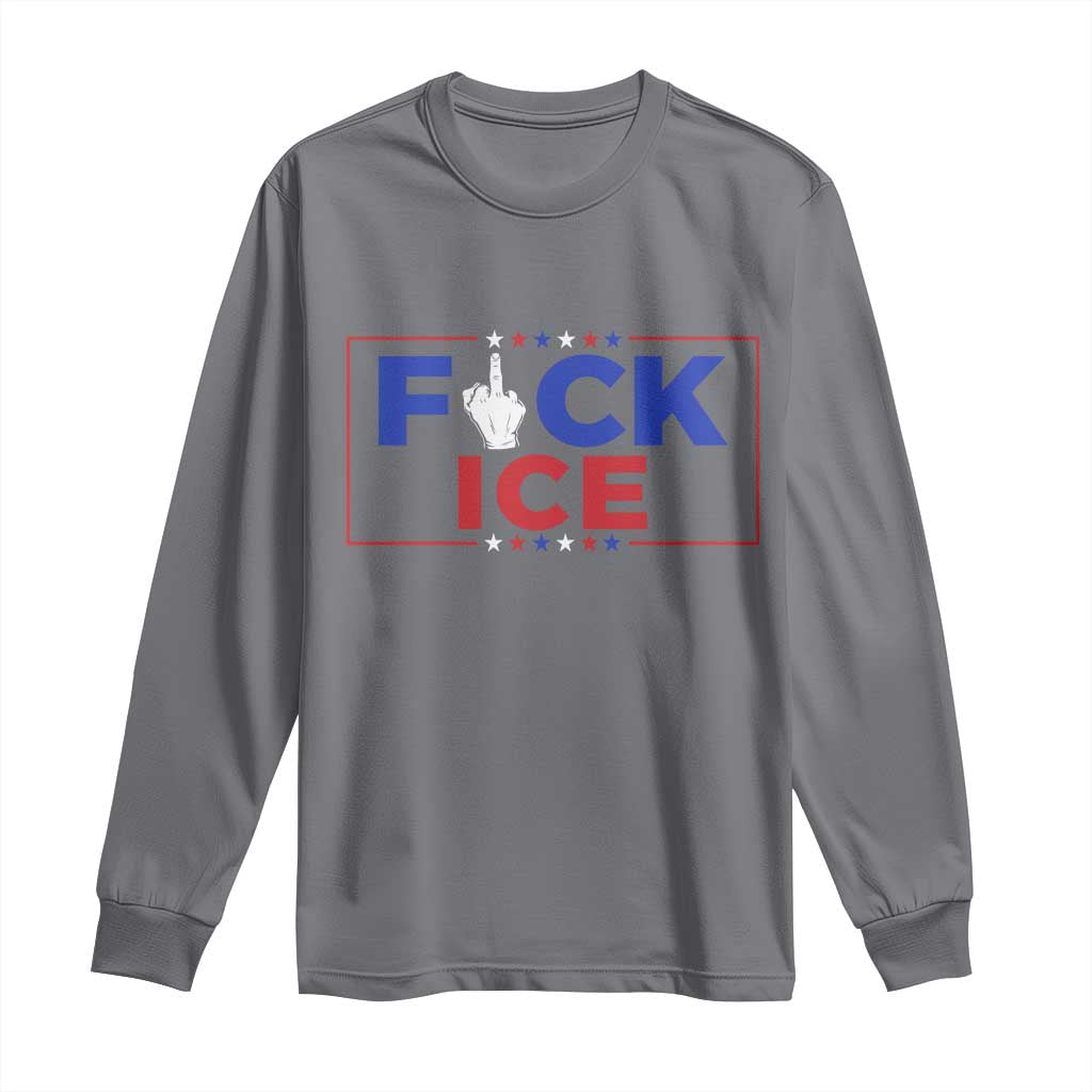 Funny Fck Ice Long Sleeve Shirt Immigration Activist Anti Deportation Middle Finger Graphic