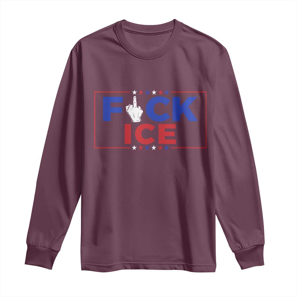 Funny Fck Ice Long Sleeve Shirt Immigration Activist Anti Deportation Middle Finger Graphic