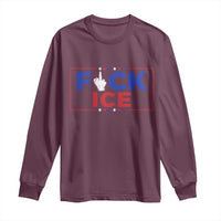 Funny Fck Ice Long Sleeve Shirt Immigration Activist Anti Deportation Middle Finger Graphic