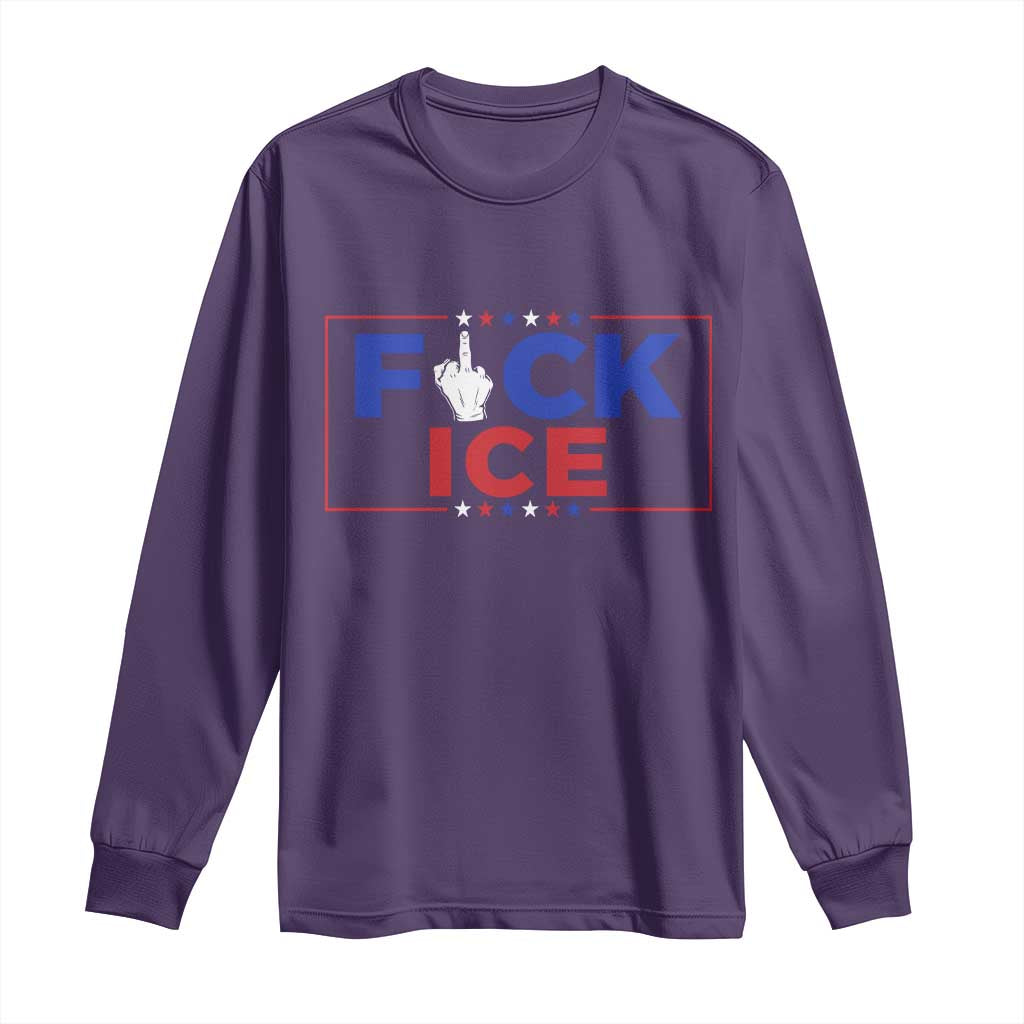 Funny Fck Ice Long Sleeve Shirt Immigration Activist Anti Deportation Middle Finger Graphic
