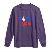 Funny Fck Ice Long Sleeve Shirt Immigration Activist Anti Deportation Middle Finger Graphic