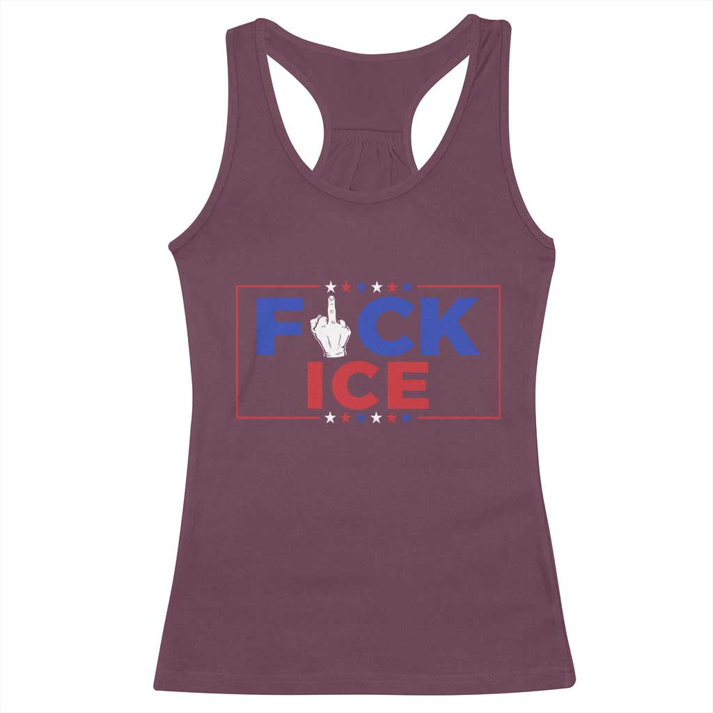 Funny Fck Ice Racerback Tank Top Immigration Activist Anti Deportation Middle Finger Graphic