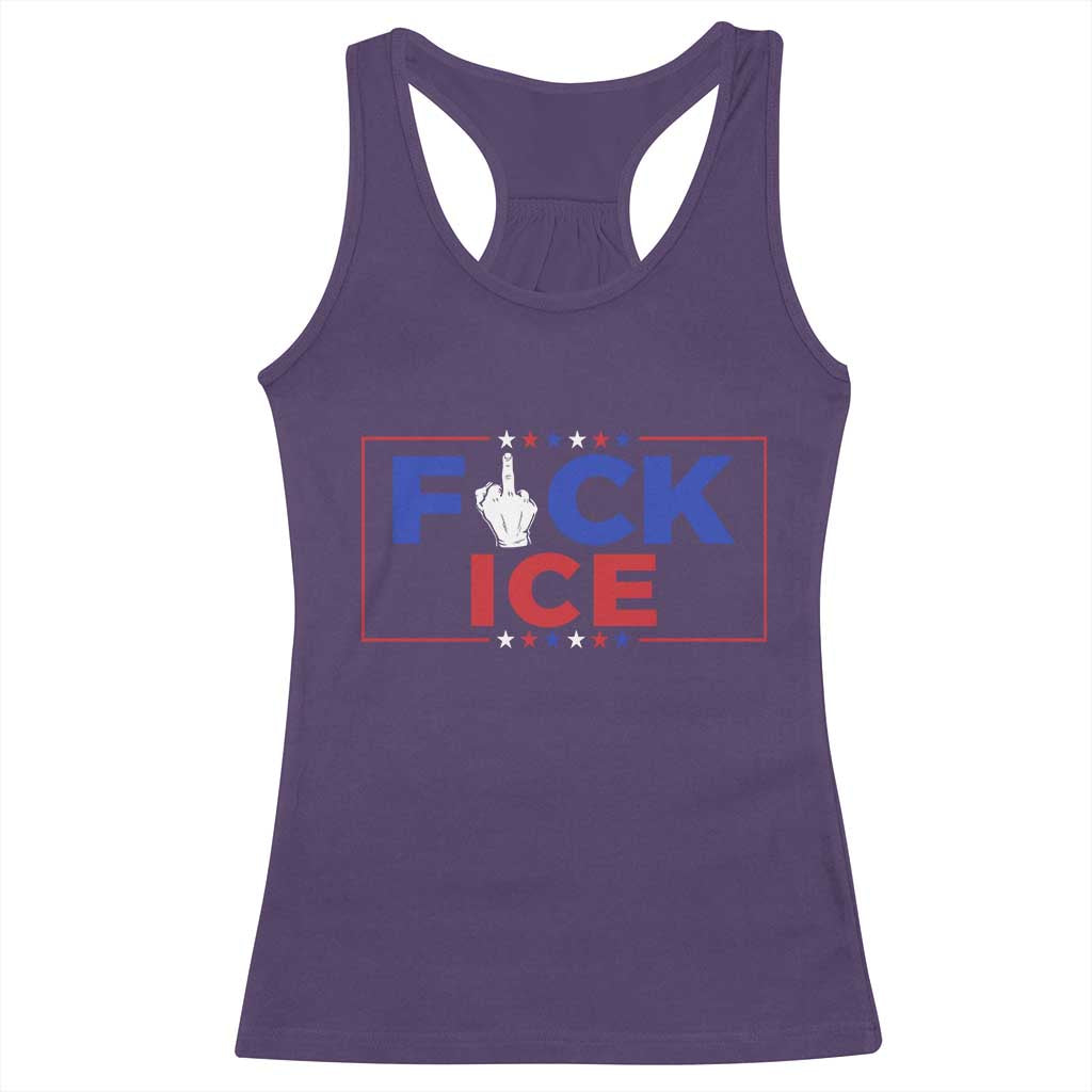 Funny Fck Ice Racerback Tank Top Immigration Activist Anti Deportation Middle Finger Graphic
