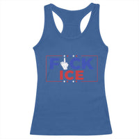 Funny Fck Ice Racerback Tank Top Immigration Activist Anti Deportation Middle Finger Graphic
