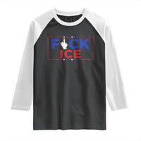 Funny Fck Ice Raglan Shirt Immigration Activist Anti Deportation Middle Finger Graphic