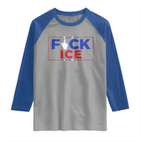 Funny Fck Ice Raglan Shirt Immigration Activist Anti Deportation Middle Finger Graphic