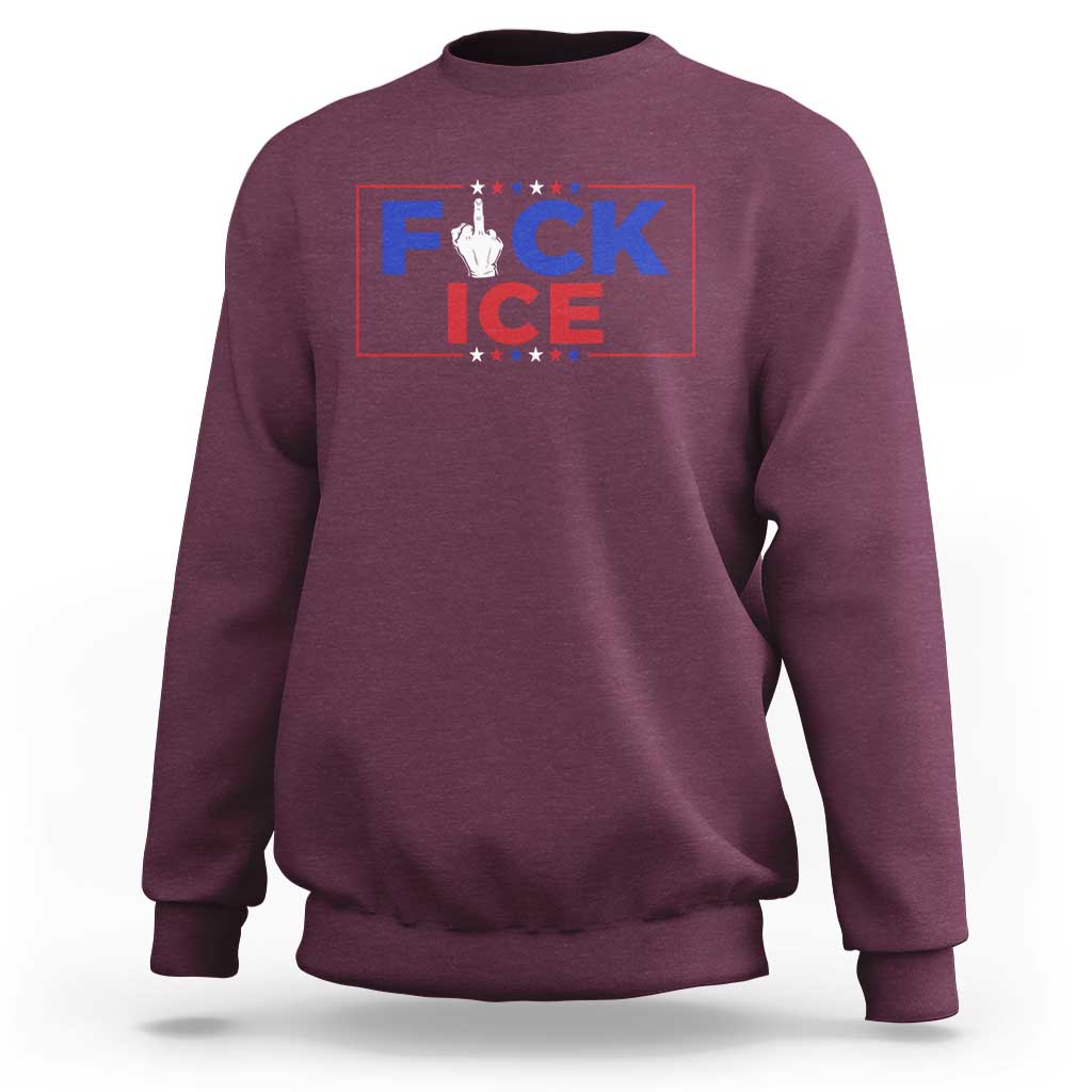 Funny Fck Ice Sweatshirt Immigration Activist Anti Deportation Middle Finger Graphic