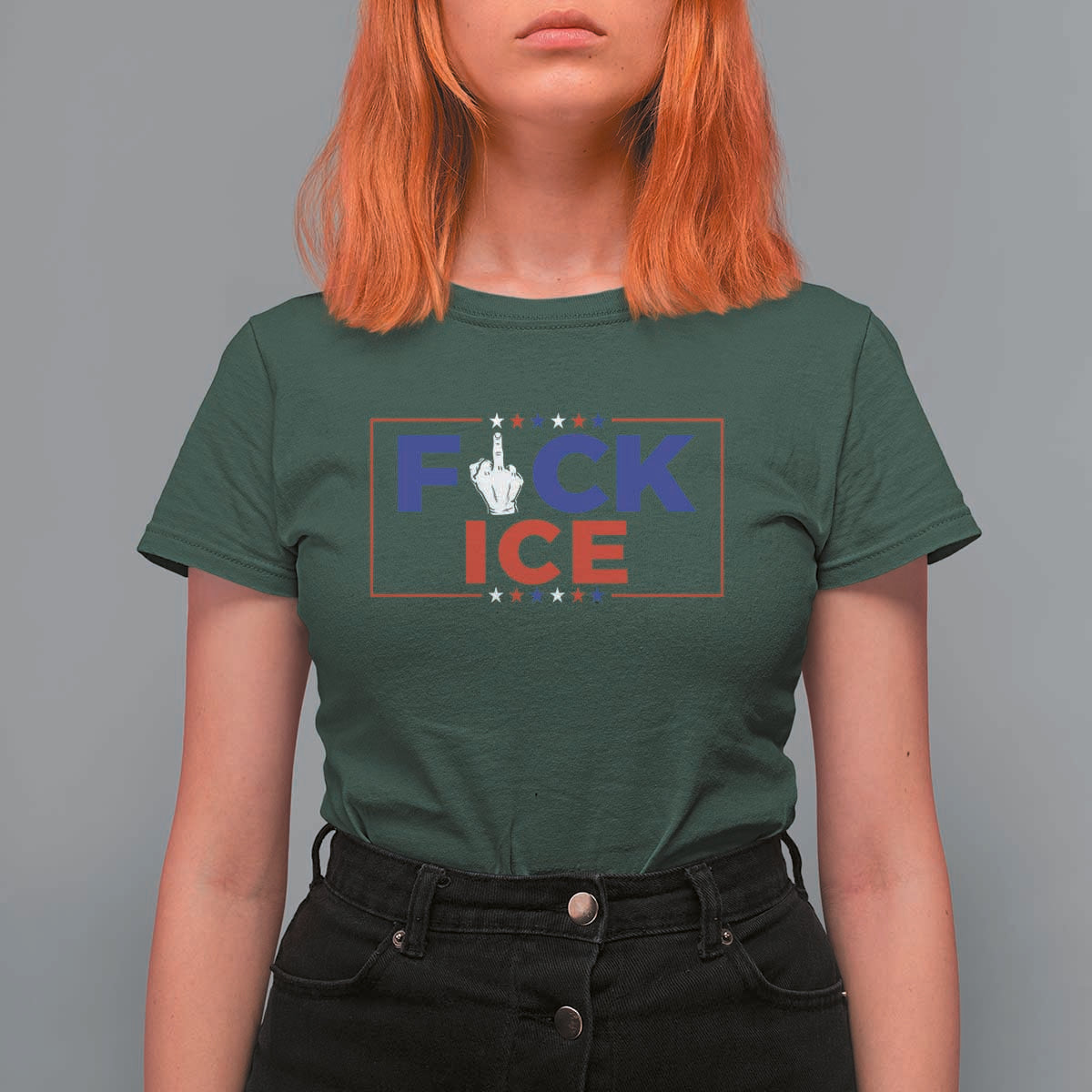 Funny Fck Ice T Shirt For Women Immigration Activist Anti Deportation Middle Finger Graphic