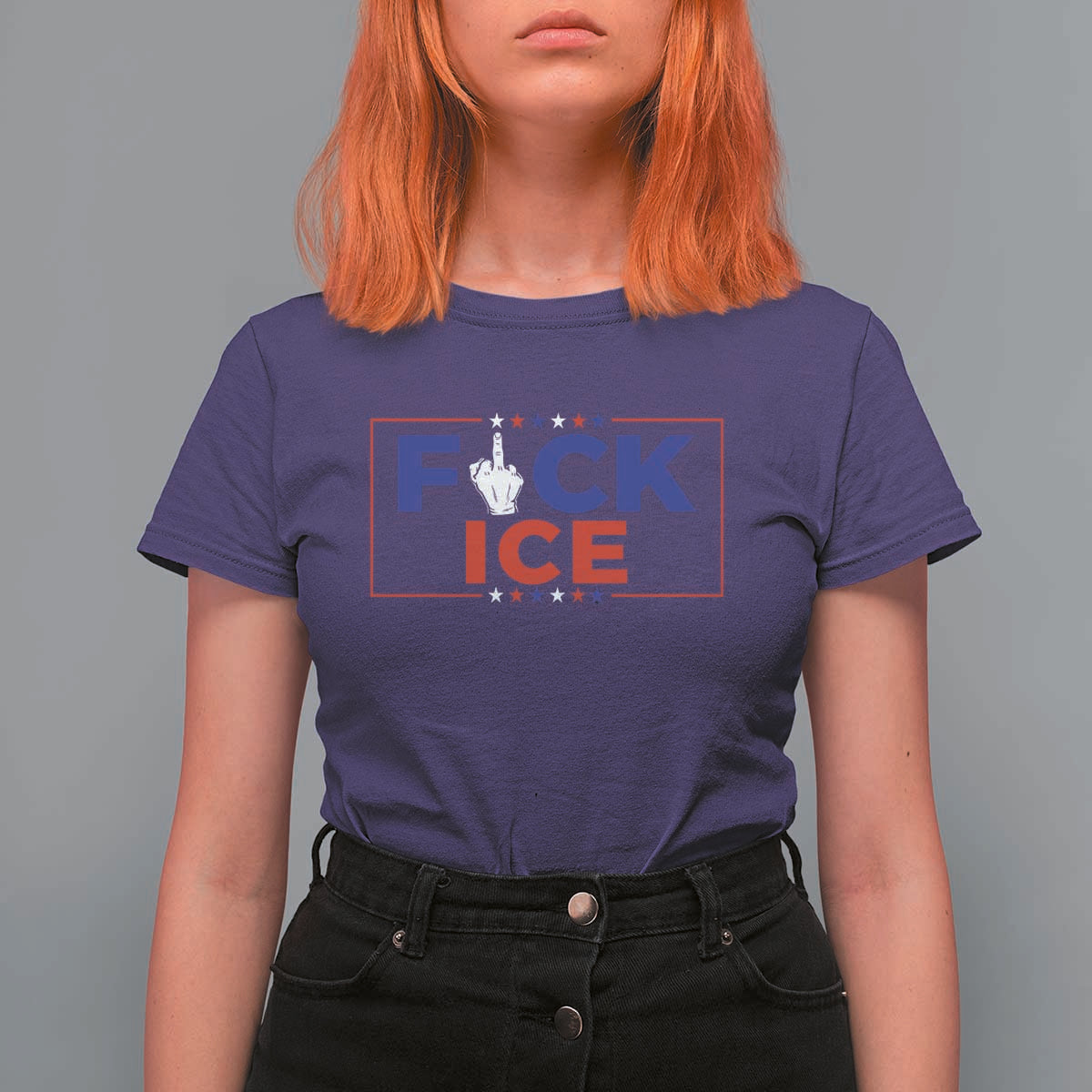 Funny Fck Ice T Shirt For Women Immigration Activist Anti Deportation Middle Finger Graphic