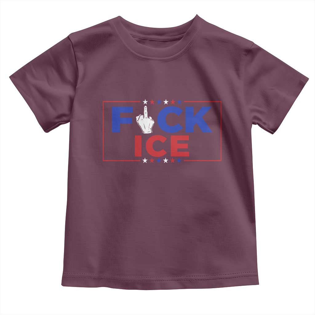 Funny Fck Ice Toddler T Shirt Immigration Activist Anti Deportation Middle Finger Graphic
