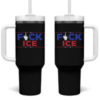 Funny Fck Ice Tumbler With Handle Immigration Activist Anti Deportation Middle Finger Graphic