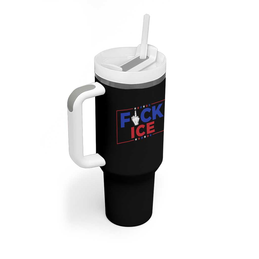 Funny Fck Ice Tumbler With Handle Immigration Activist Anti Deportation Middle Finger Graphic