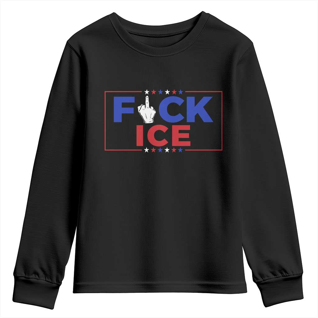 Funny Fck Ice Youth Sweatshirt Immigration Activist Anti Deportation Middle Finger Graphic