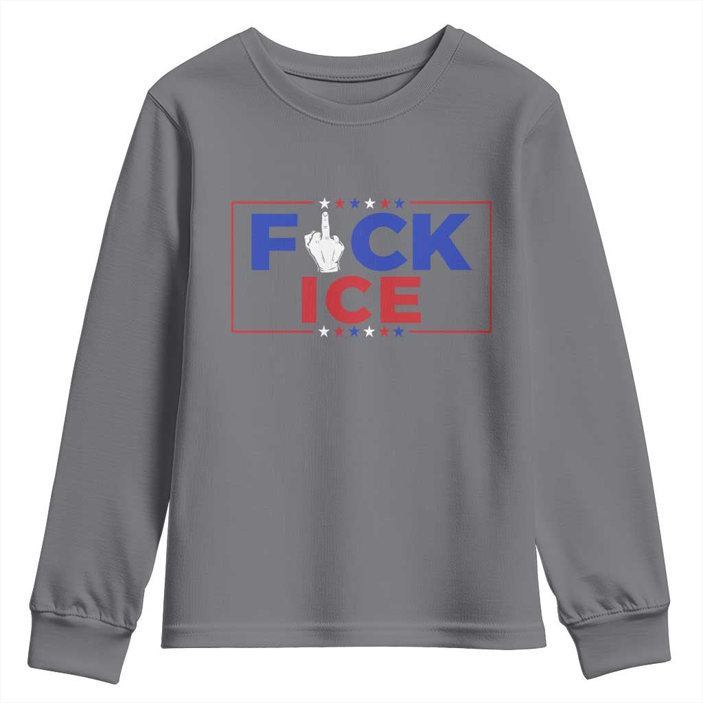 Funny Fck Ice Youth Sweatshirt Immigration Activist Anti Deportation Middle Finger Graphic