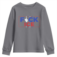 Funny Fck Ice Youth Sweatshirt Immigration Activist Anti Deportation Middle Finger Graphic