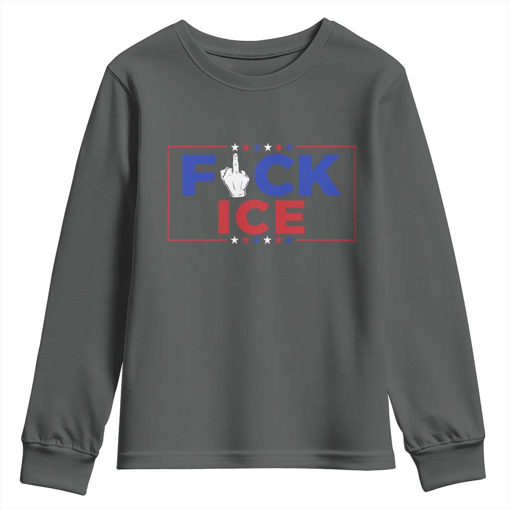 Funny Fck Ice Youth Sweatshirt Immigration Activist Anti Deportation Middle Finger Graphic