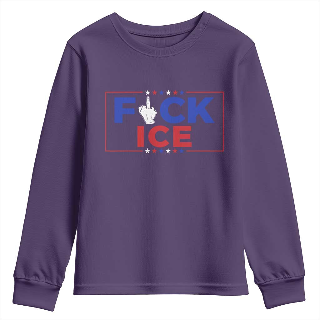 Funny Fck Ice Youth Sweatshirt Immigration Activist Anti Deportation Middle Finger Graphic