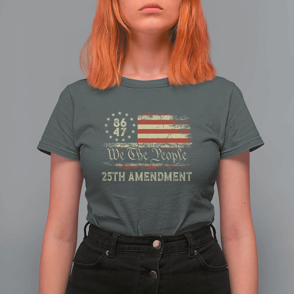 8647 Resist 25th Amendment T Shirt For Women Vintage American Flag