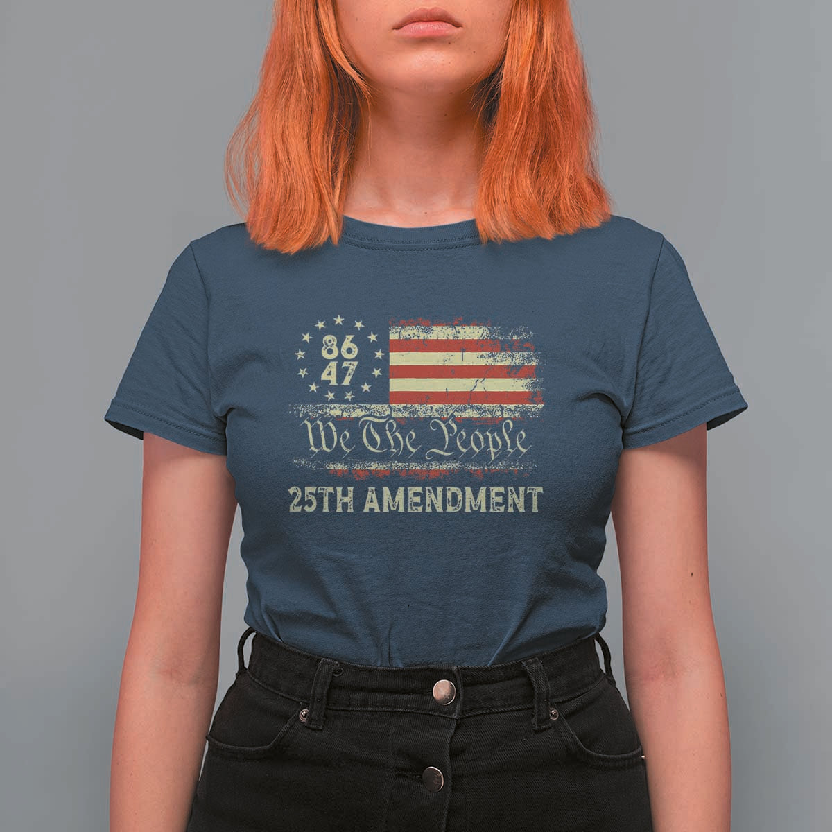 8647 Resist 25th Amendment T Shirt For Women Vintage American Flag